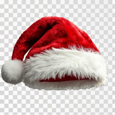 red and white Santa hat transparent background, isolated