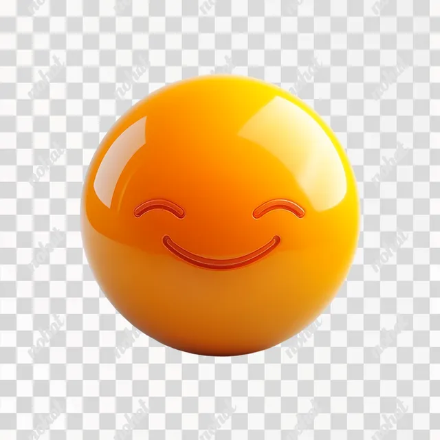 Joyful 3D Emoji on Vibrant Orange Sphere