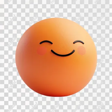 3D emoji of happiness face on an orange sphere, white background, Octane render, high-resolution photography.