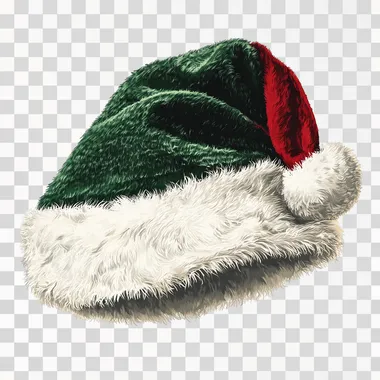 photograph of green santa hat, realistic, clip art, --s 250