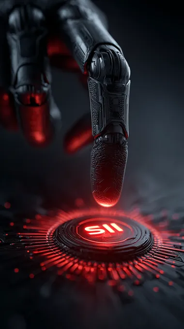 AI-generated close-up of a human finger touching a glowing AI symbol on a digital interface  rofile 25bazcg