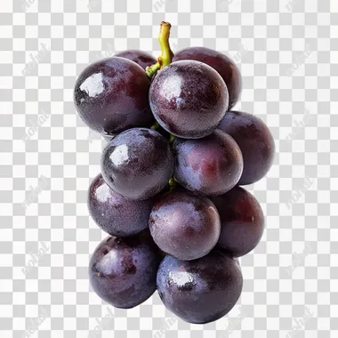 Six fresh red grapes stacked together, fruit photography, super details, pure white background