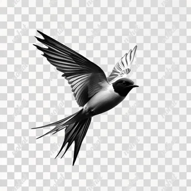 flying swallow bird black and white, simple realistic, 8k