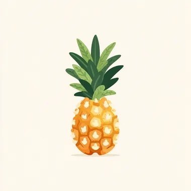 Vector illustration of a pineapple, minimal, few details, flat illustration style, no shadows, no gradients, flat colors, color blocks, simplicity, for graphic design, pure white background   pocp43m