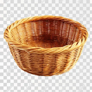 3d object - an empty basket, 3d wicker basket, empty inside. clean background.