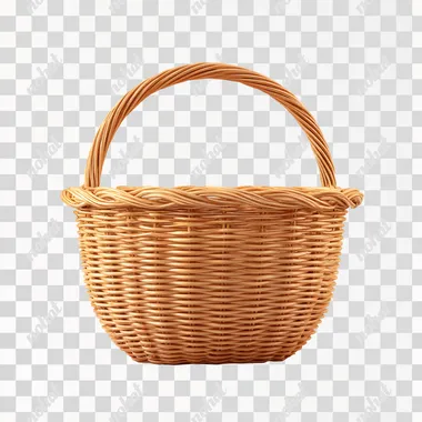 3d object - an empty basket, 3d wicker basket, empty inside. clean background.