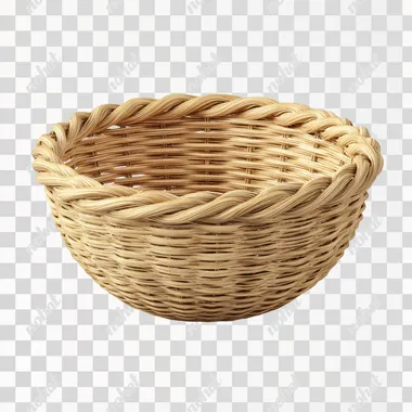 3d object - an empty basket, 3d wicker basket, empty inside. clean background.