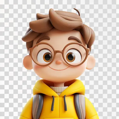 Ham cartoon boy, 3D rendering, white background, centered composition, bright lighting, soft colors, smiling expression, cartoon style, rich details, cute appearance, three-dimensional, high saturation, warm atmosphere, lively and vivid.,,in clothes