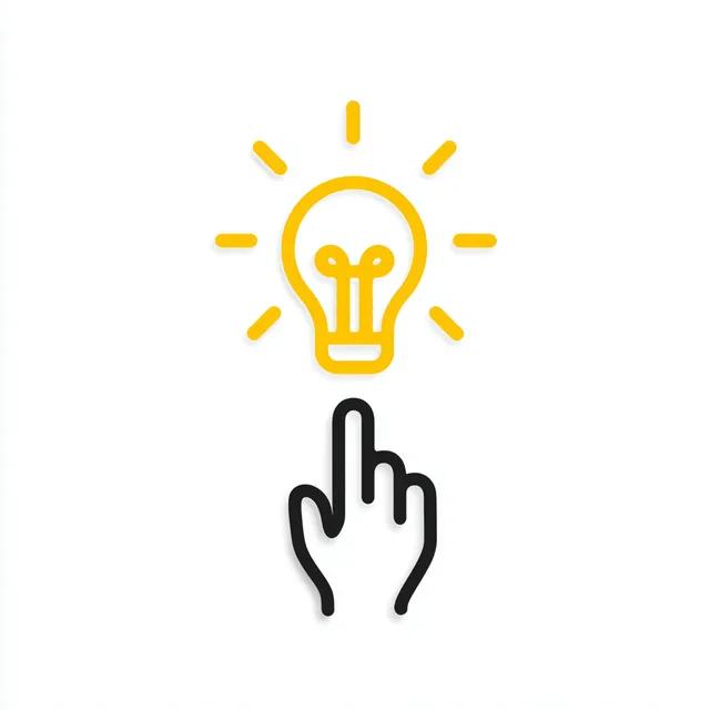 Minimalist Illustration of Inspiration: Finger Pointing to a Light Bulb