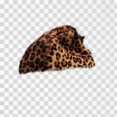 Leopard color Christmas hat with white pompom, green background, 3 d illustration