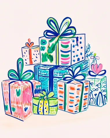 bunch of gift boxes, blue and white colors, white background  407997125