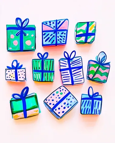 bunch of gift boxes, blue and white colors, white background  407997125