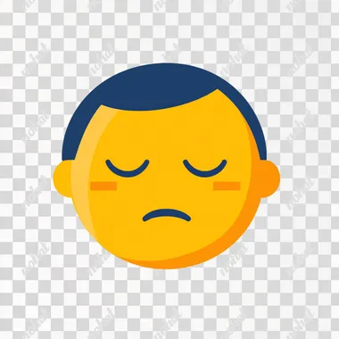 a basic flat emoji, like the standard phone options, of a bored person on a white background