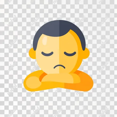 a basic flat emoji, like the standard phone options, of a bored person on a white background