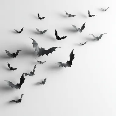 bats flying, halloween vibes, 3d style, white background