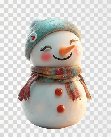 White background, white, winter snowman, 3D cartoon, bright colors, dominated by warm tones, cute, cute snowman