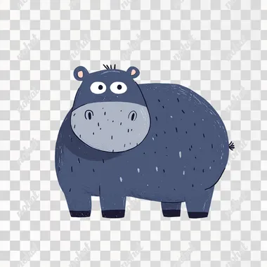 Cute, simplescandinavian illustration of full body of a hippo , a flat design on a white background, in the style of Gemma Correll and Harriet Lee-Merrion