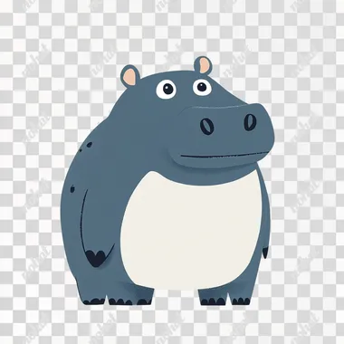 Cute, simplescandinavian illustration of full body of a hippo , a flat design on a white background, in the style of Gemma Correll and Harriet Lee-Merrion