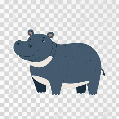Cute, simplescandinavian illustration of full body of a hippo , a flat design on a white background, in the style of Gemma Correll and Harriet Lee-Merrion