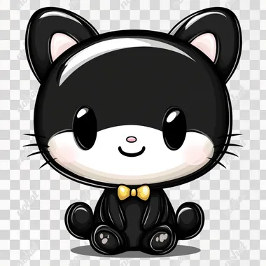 happy Hello Kitty with kuromi ears, cartoon style, white background