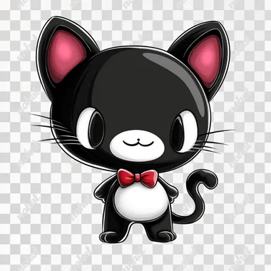 happy Hello Kitty with kuromi ears, cartoon style, white background