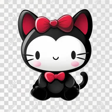happy Hello Kitty with kuromi ears, cartoon style, white background