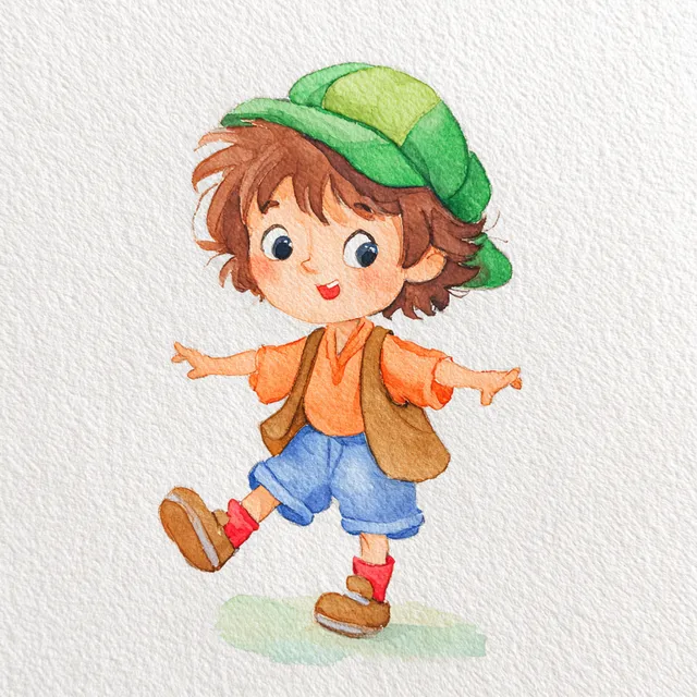 Charming Chibi LampwickCharacter in Watercolor