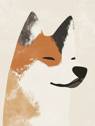 minimal abstract bohemian dog Illustration, Screen Print, graphic design Poster