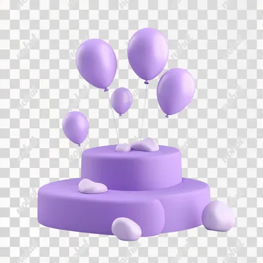 balloon, 3d icon, cartoon, clay, smooth shiny, isometric, purple, spotlight, white background, best detail, hd, 3d rendering, high resolution