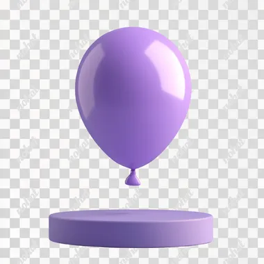 balloon, 3d icon, cartoon, clay, smooth shiny, isometric, purple, spotlight, white background, best detail, hd, 3d rendering, high resolution