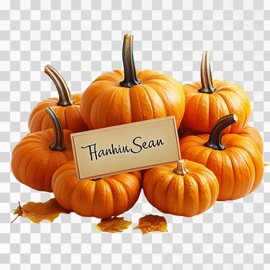 A Thanksgiving greeting with bright orange pumpkins, celebrating the season. , isolated on white background, stock photo style   --s 250