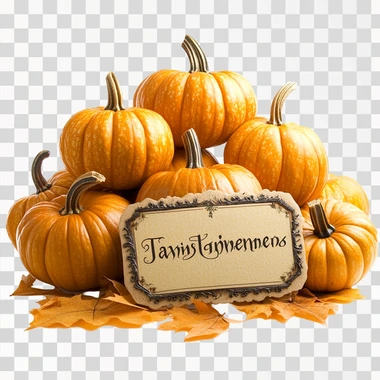 A Thanksgiving greeting with bright orange pumpkins, celebrating the season. , isolated on white background, stock photo style   --s 250