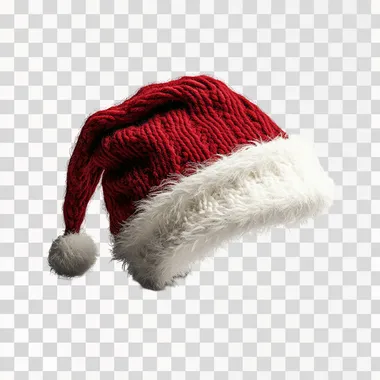 Santa Claus hat, cute, fluffy, knitted, knitted yarn effect, yarn effect, perfect details, ultra-fine, classic Christmas color scheme, white background, no depth of field effect, panoramic view, added details, extremely high resolution,  phfhhny