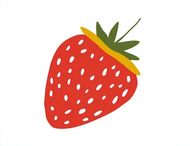 Simple vector strawberry, white background, in the style of Mark Grotjahn and Henri Matisse, simple shapes, flat color, colorful, minimalistic, hand-drawn style, simple lines, clipart isolated on a pure, solid, clean white background in the style of a minimalistic children's book illustration, flat colors, simple shapes, flat colors, high resolution, 2D, low detail, no shadows, high quality, highly stylized.  --s 50