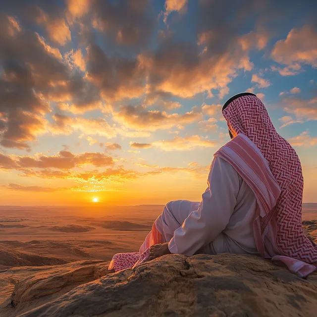 Hopeful Horizons: A Saudi Man's Sunset Reflection