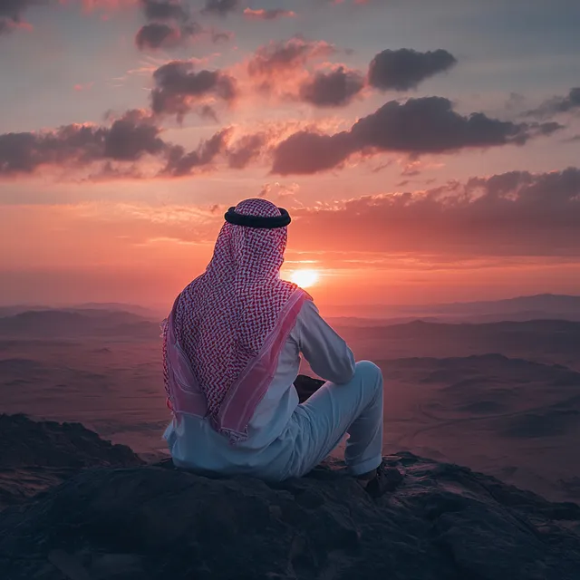 Hope on the Horizon: A Saudi Man's Reflection at Sunset