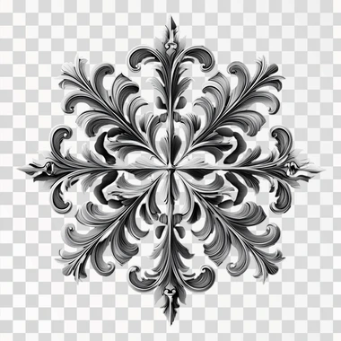 gothic ornament with calligraphy elements, no background, with shading and highlights, symmetrical shapes.