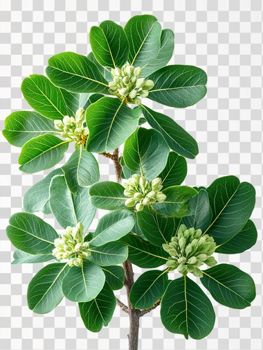 A Handroanthus heptaphyllus tree with green leafs, against solid white background, huper detailed   --s 250