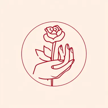 About Fresh rose picking logo design,a hand take rose.designed for a rosarium,simple,just line,flat graphics, vector format,,Hand-drawn style  --s 20