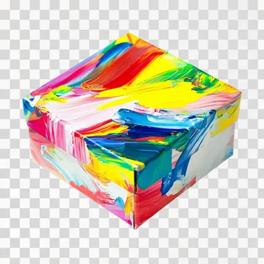A single gift box in bright, beautiful colors. To sell on adobe stock, white background ar 16:10 niji 6