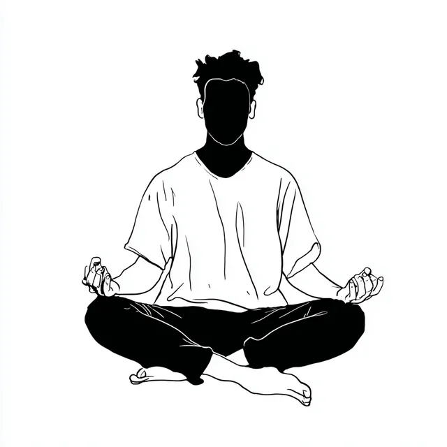 Meditating Man in Line Art