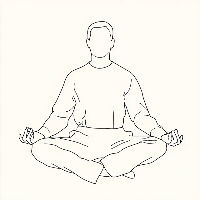 Meditating Man in Minimalist Line Art