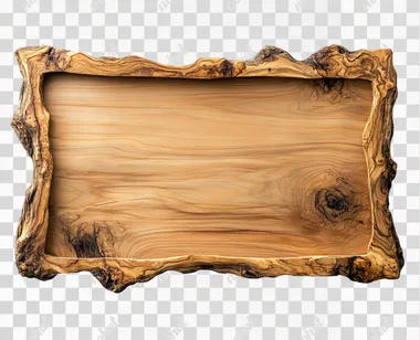 a thin rectangular picture frame made of rough swampy cypress wood, blank in the middle, not edges
