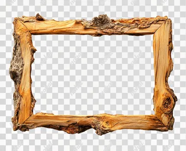 a thin rectangular picture frame made of rough swampy cypress wood, blank in the middle, not edges