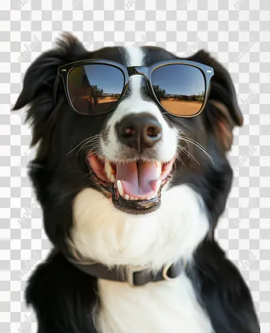 happy dog with sunglasses, photo