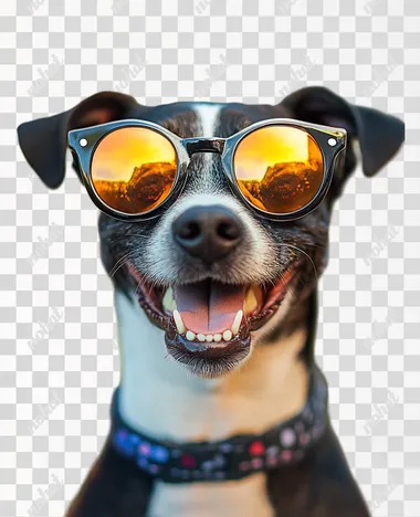 happy dog with sunglasses, photo