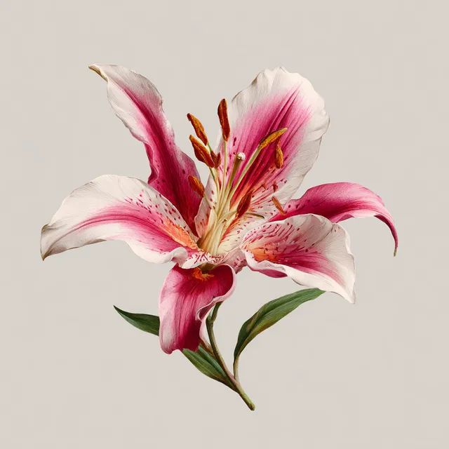 Realistic Blooming Pink and White Lily Flower Illustration