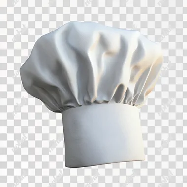 white chefs hat transparent to be put on a character's head