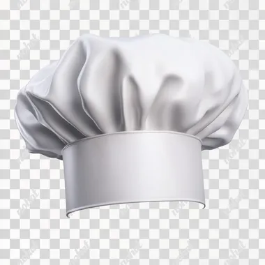 white chefs hat transparent to be put on a character's head