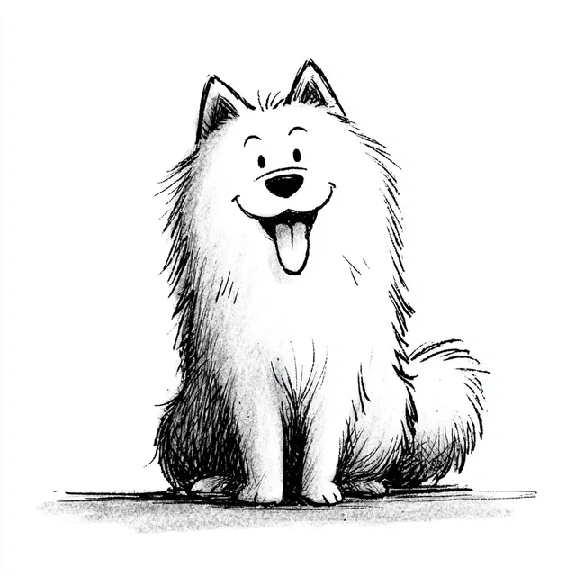 Cute Cartoon White Dog Drawing